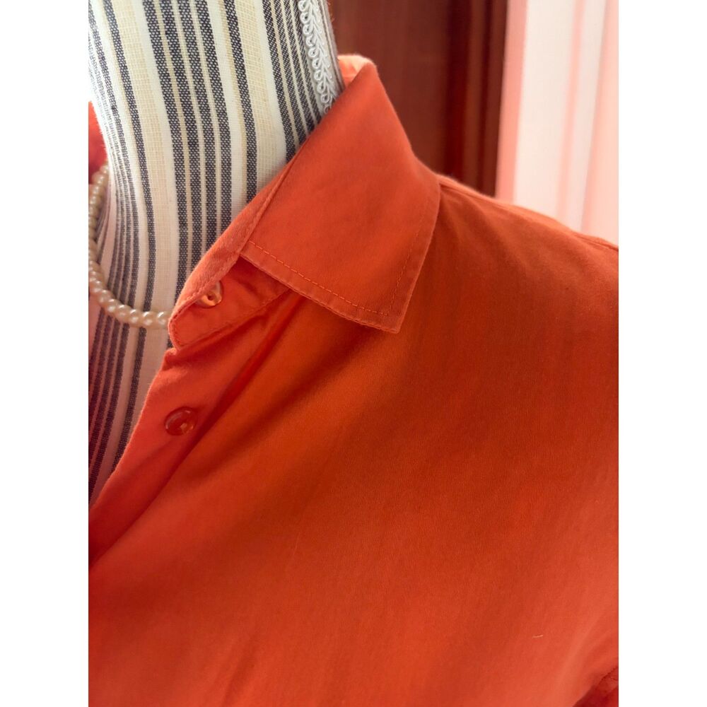 Vintage Nara Mamicie Cotton made in Italy Orange Holiday Fall Long Blouse Dress - Picture 3 of 13